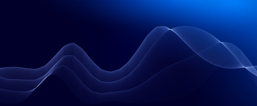 AI Wave Data Stream Digital Wavy Line Flow. Blend Linear Connection, Blue Light Abstract Pattern. Sound Audio Voice Equaliser Pulse Visualisation. Artificial Intelligence Pattern. Vector Illustration