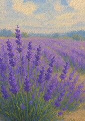 Obraz premium Lavender field watercolor serenity