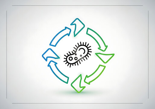 Adaptation process icon with bacteria isolated on transparent background for science research
