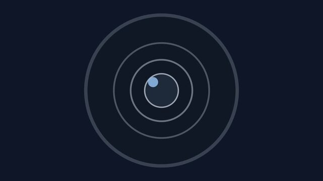 Minimalist concentric circles motion with rotating blue dot pulse animation for tech backgrounds 4k motion concentric circles