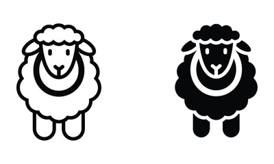 Professional Minimal Vector Icon Sheep animal icon Editable Stroke, Outline and Solid Style, Black Monochrome, Isolated on White Background © Jubayer