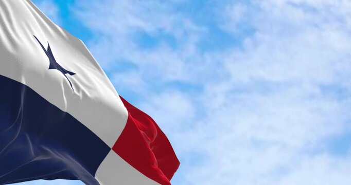 Panama national flag waving in the wind on a clear day