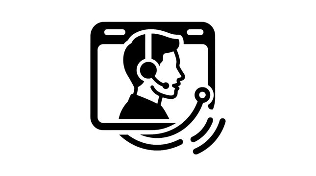 Customer support representative in digital window icon