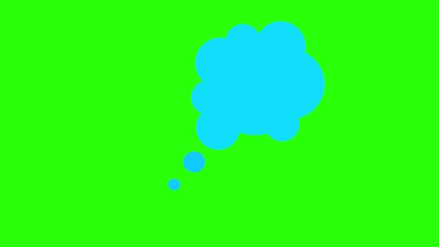 Thinking Cloud Icon Animation with Chroma Key Background Speech Thought Cloud Animation on Green Screen in 4K video,
