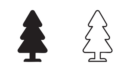 Fototapeta premium evergreen tree vector silhouette with line art pair icon featuring nature, plant, forest