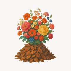 Obraz premium Vibrant floral bouquet illustration