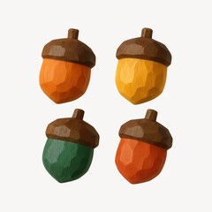 Obraz premium Colorful acorns with textured design.