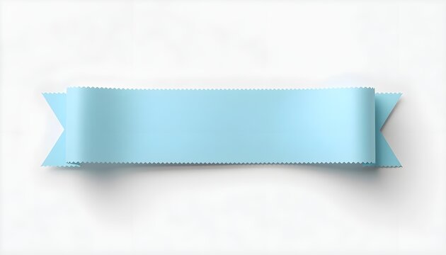 Light blue paper ribbon banner isolated on white background. Perfect for text placement and greeting cards.