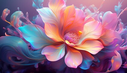Fototapeta premium Surreal Pastel Flower Abstract Floral Art Dreamy Botanical Fluid Petals Elegant Design