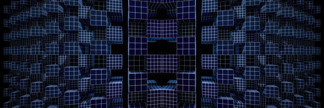 Abstract Dense Cube Grid Wireframe Futuristic Technology Background