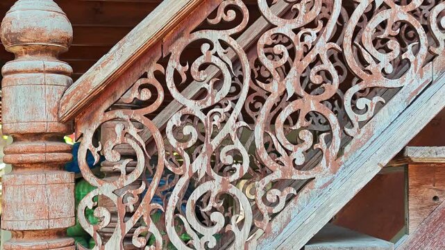 Vintage carved wood with decorative fretwork