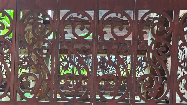 Vintage carved wood with decorative fretwork