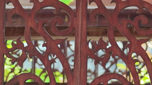 Vintage carved wood with decorative fretwork