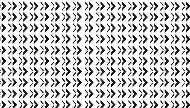Simple black hand-drawn chevron arrow seamless pattern repeating horizontally on a solid white background for wallpapers.
