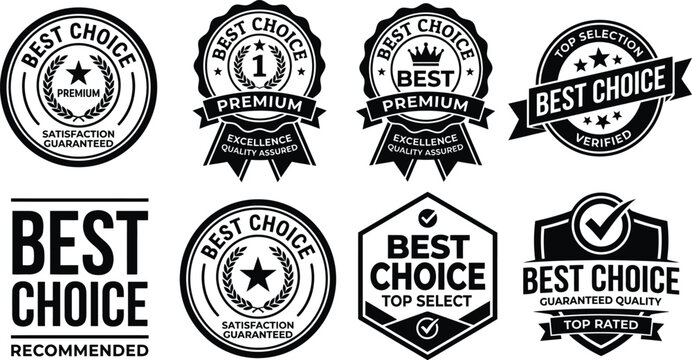 Set of vintage style best choice labels and badges for product marketing and promotional business branding
