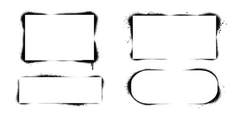 Set of black spray paint stencil frames and rectangular shapes for urban design and street art projects © mahedi
