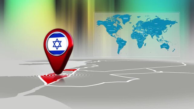 Israel World Map Pin Location Background Loop 4k