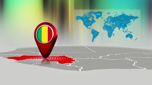 Guinea World Map Pin Location Background Loop 4k