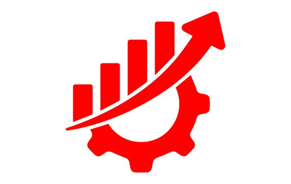 business growth chart with gear icon upward arrow success strategy symbol modern design png