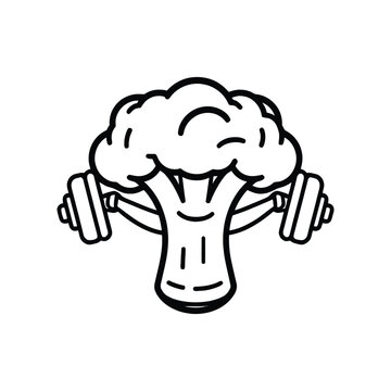 Strong person lifting weights with happy face