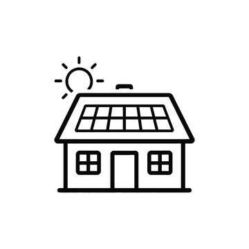 Small black and white house icon with chimney