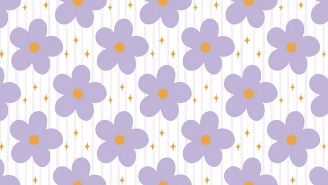 Cute seamless floral pattern adorable pastel blue six-petal flowers with soft rounded petals vector background 