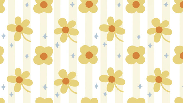 Cute seamless floral pattern adorable pastel blue six-petal flowers with soft rounded petals vector background 