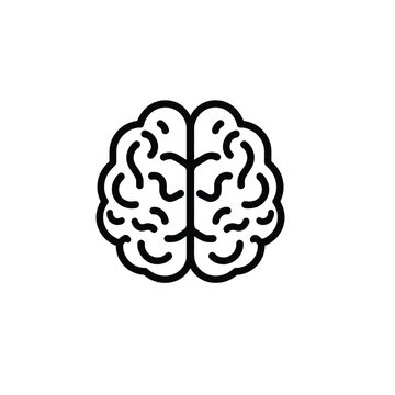 Human brain outline with squiggly lines vector illustration