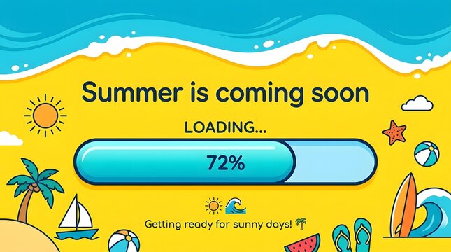 Summer is coming soon loading bar concept with beach elements and tropical vacation vibes design