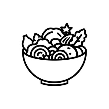 A simple black and white illustration of a festive holiday dessert bowl