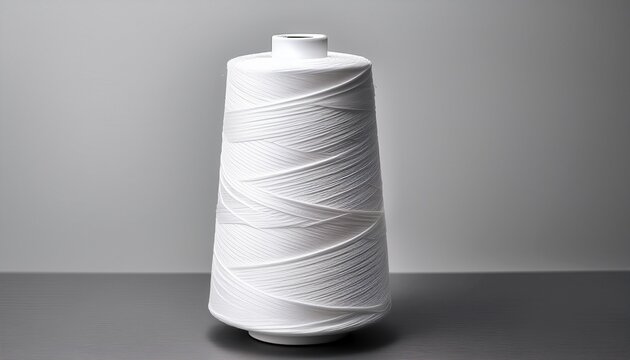 Sleek Spool Of Pristine White Thread Against A Plain Backdrop