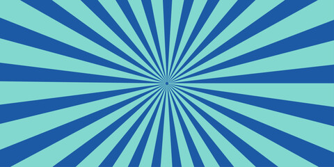 Obraz premium Retro Sunburst Background with Vintage Grunge Rays, Blue Radiating Light Beam Pattern, Abstract Vector Wallpaper Design with Swirling Lines and Retro Texture