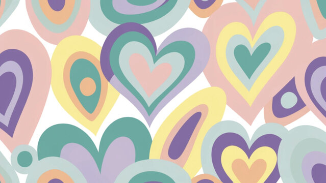 Minimalist heart pattern in pastel colors vector background 