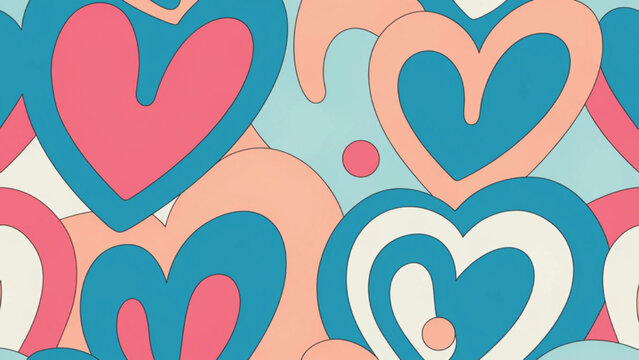 Minimalist heart pattern in pastel colors vector background 