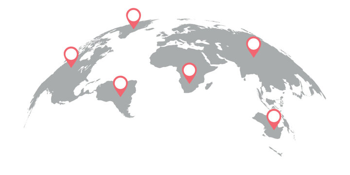 Vector world map with pointers 
