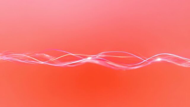 Abstract light waves dancing in a vivid red background