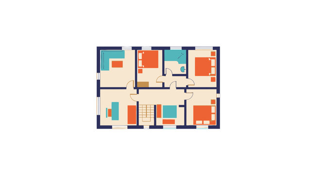 Modern architectural house floor plan with multiple rooms