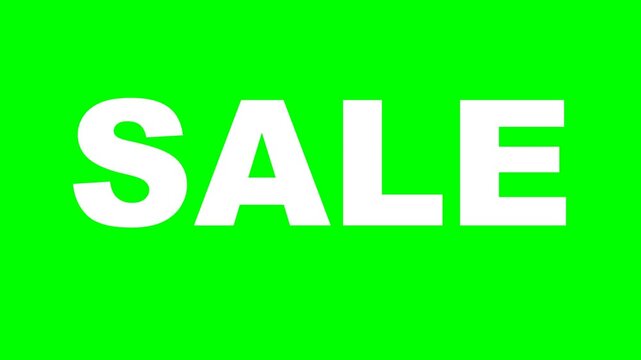 Sale Banner Graphic with White Bold Text on Bright Green Background for Promotional Marketing, Advertising Campaigns and Retail Discount Offers