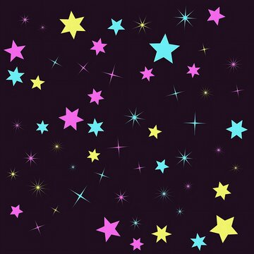 Colorful stars and sparkles on transparent background design pattern