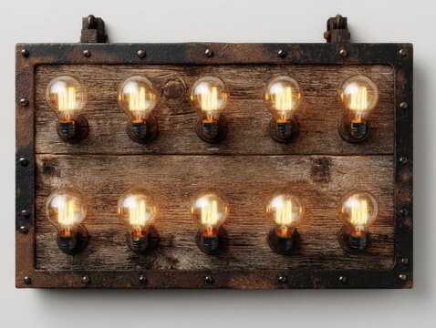 Vintage industrial wooden light fixture with edison bulbs