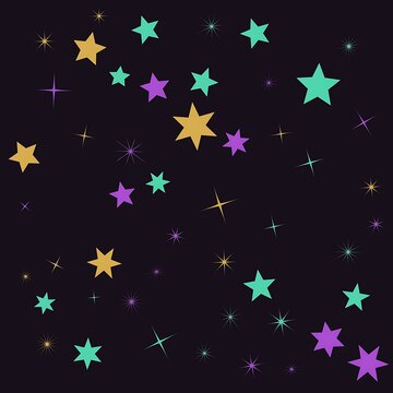 Colorful stars and sparkles on transparent background for creative design use