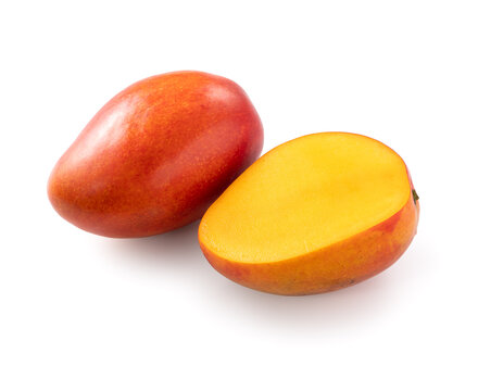Fresh ripe mango fruit isolated on white background with clipping path