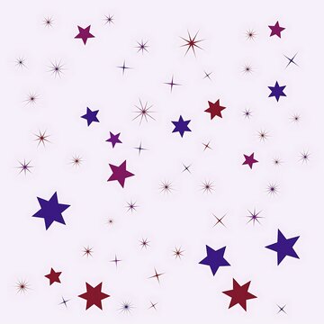 Colorful Stars and Sparkles Scattered on Transparent Background Design