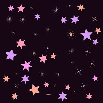 Colorful Stars Scattered Across Transparent Night Sky Background Design