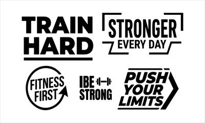 Obraz premium Fitness Motivation Typography Bundle Vector Set