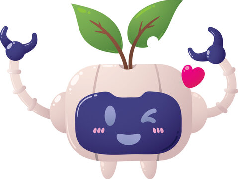 Cute robot grows leaves from its head