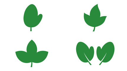 Obraz premium Minimalist Green Leaf Vector Shapes Collection Featuring Stylized Foliage Designs for Botanical Graphics and Eco Friendly Branding