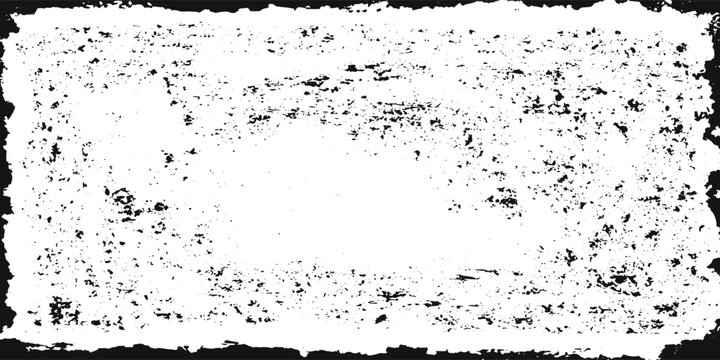 Grunge Frame Border with Distressed Vintage Texture, Rough Ink Edges, Worn Decorative Border, Black Abstract Frame, Vector Illustration.