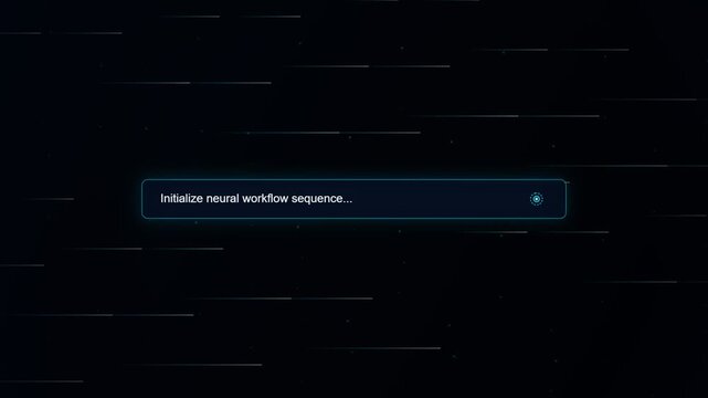AI System Initializing Neural Workflow on Dark Digital Screen
