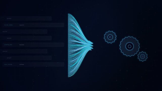 Abstract digital data processing and automation workflow with gears